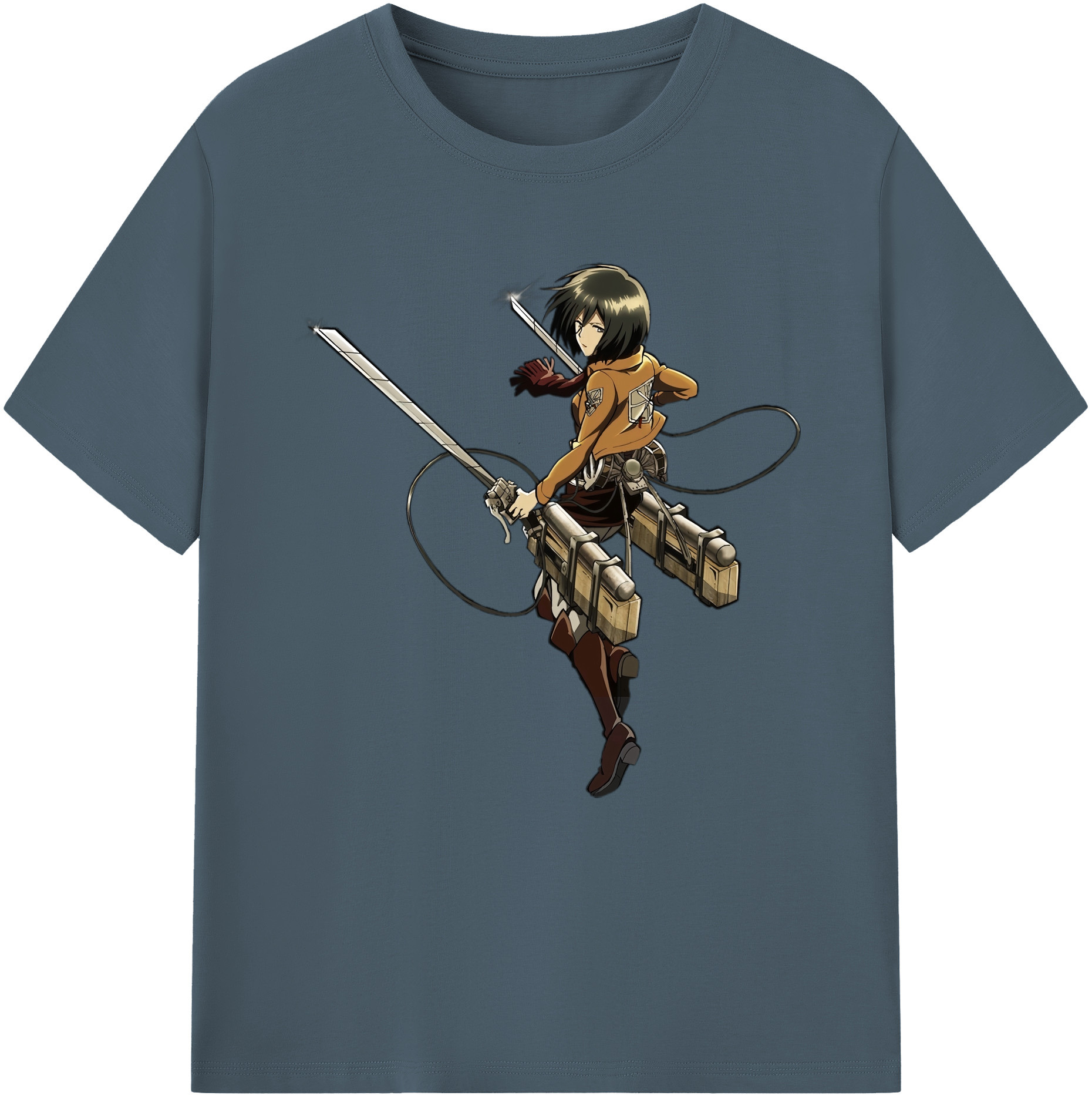 （画像用） 進撃の巨人 ミカサ·アッカーマン Attack on Titan Mikasa Ackerman 綿100％半袖Tシャツ（フロントプリント）